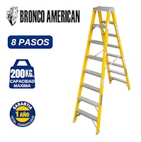 Escalera Tijera Fibra de Vidrio Profesional Doble Ascenso 8 Pasos